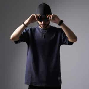 DEEP BLUE RIB FABRIC BASIC DROP