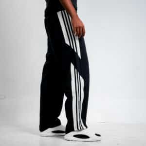 Mens Baggy Fitted Sweatpants - 3 Stripped Black
