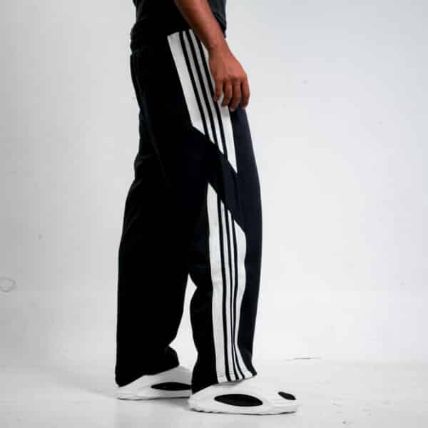 Mens Baggy Fitted Sweatpants - 3 Stripped Black