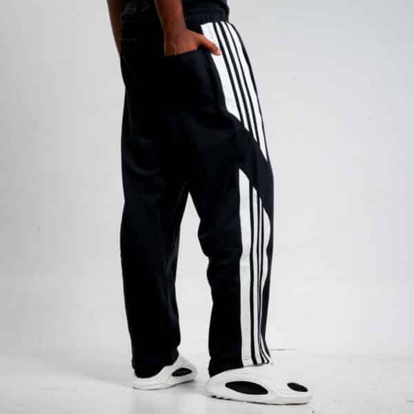 Mens Baggy Fitted Sweatpants - 3 Stripped Black - Image 4